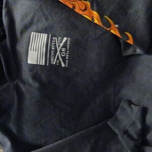 Grunt Style THIS WE'LL DEFEND Hoodie Grey Sz S Pocket Pouch Graphics Sleeve Back